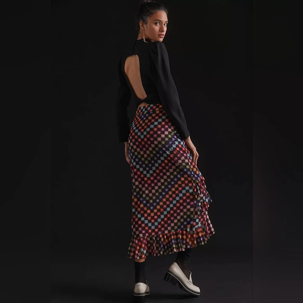 Anthropologie Farm Rio Ruffled Maxi Skirt, Small - Picture 3 of 10